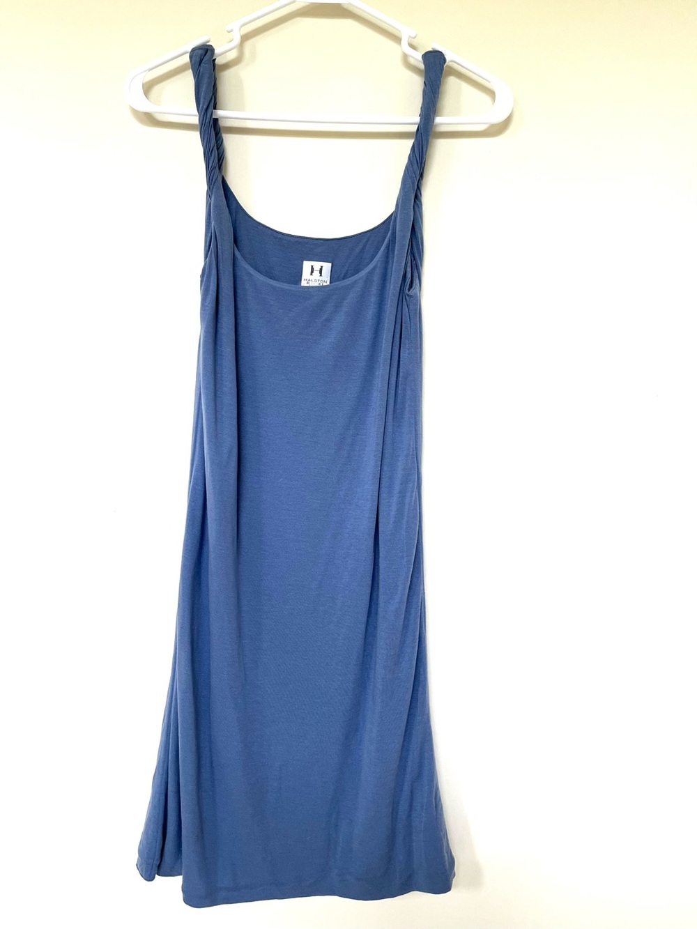 Halston Soft & Slinky Blue Grecian Inspired Dress with Twisted Straps -Size 4